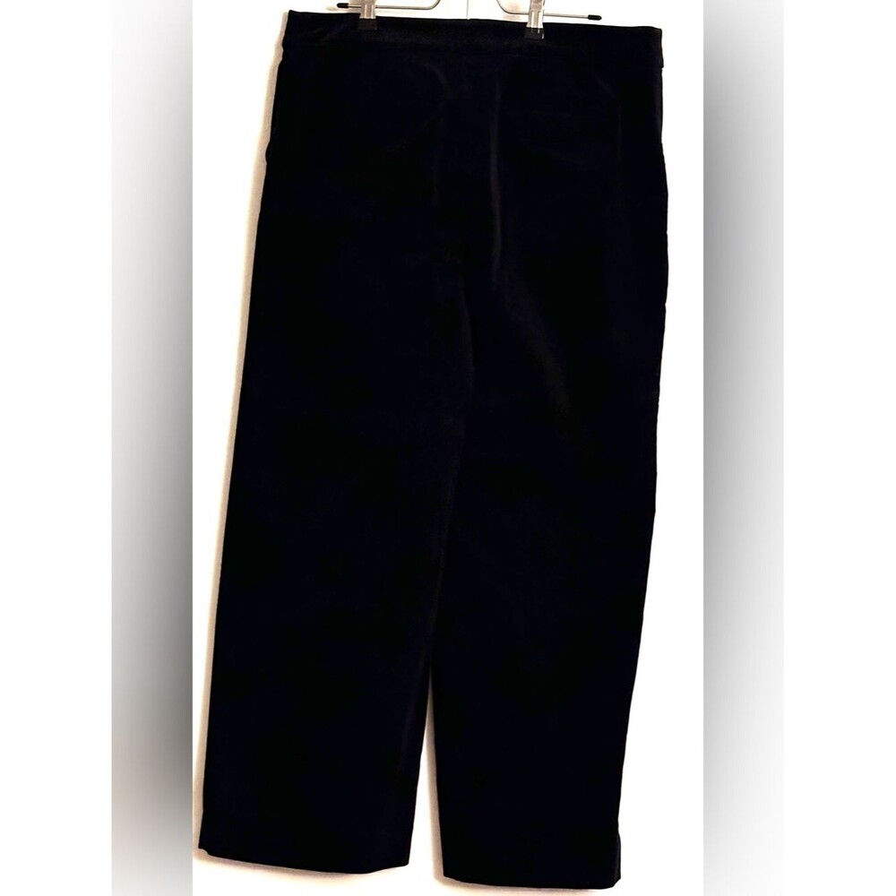 Talbots Black Velveteen Wide Leg Pants 14P Petite High Rise Trousers - Picture 3 of 5